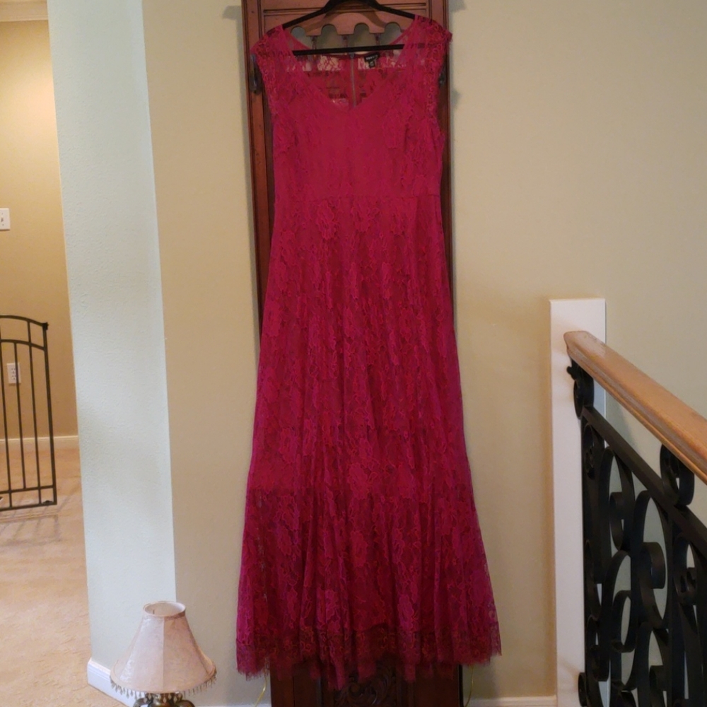 Torrid cranberry red long gorgeous lace dress